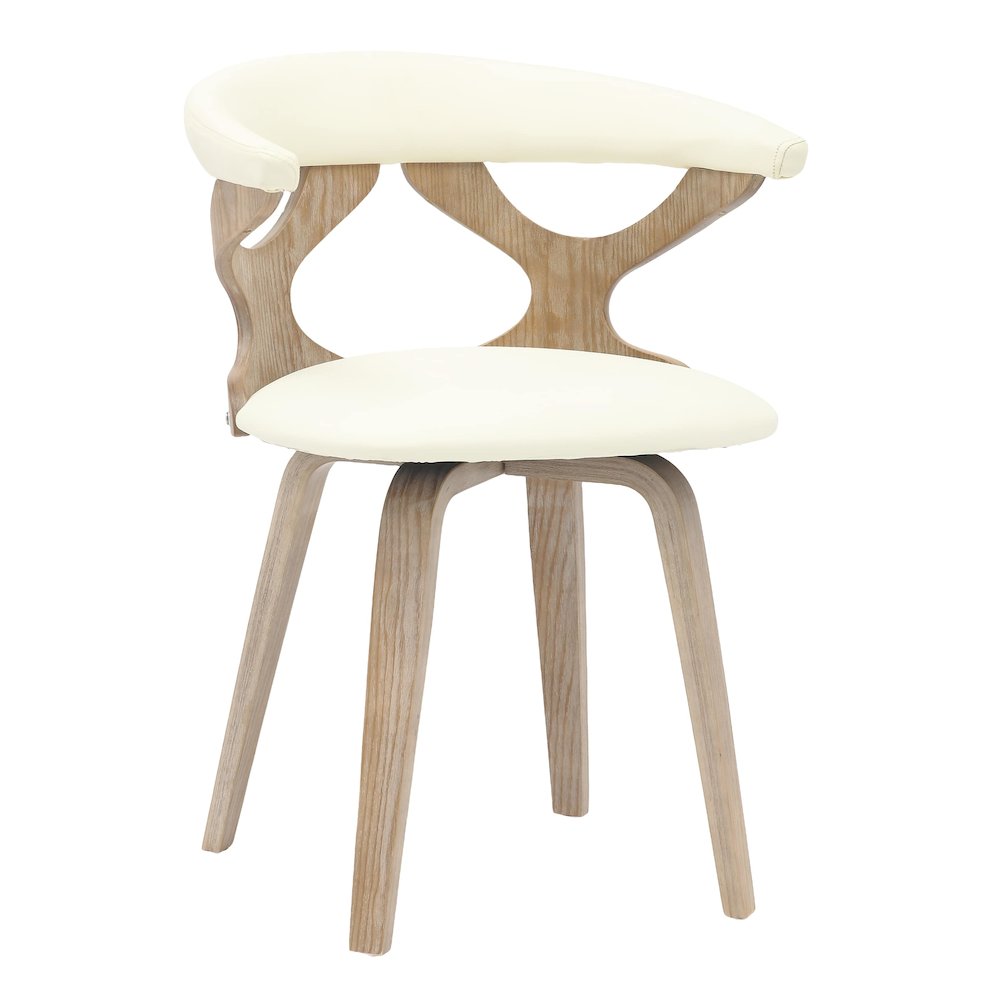 Modern Wooden Dining Chair, Washed Walnut Frame in White