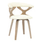 Modern Wooden Dining Chair, Washed Walnut Frame in White