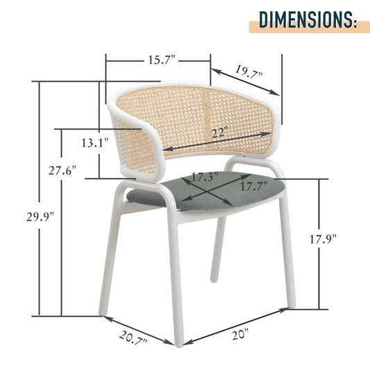 Ervilla - Dining Chair - White frame in Grey Leather