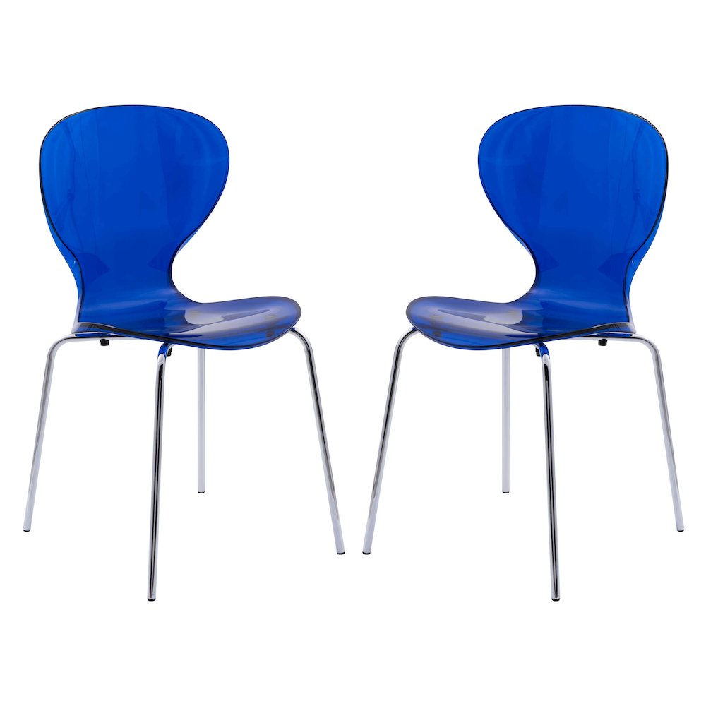 Modern Oyster Transparent Side Chair, Set of 2