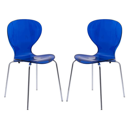 Modern Oyster Transparent Side Chair, Set of 2