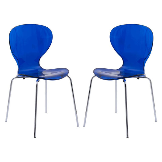 Modern Oyster Transparent Side Chair, Set of 2