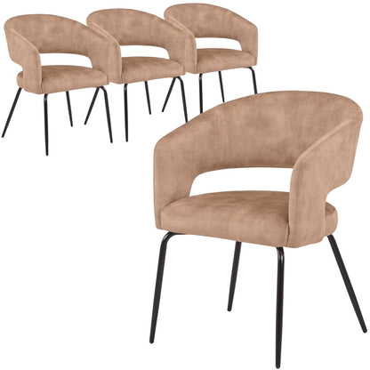 Gavin Series Modern Chair Black Frame in Light Brown Set of 4