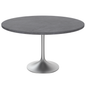 48 Round Dining Table, Brushed Chrome Base with Sintered Stone Grey Top