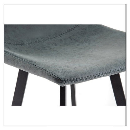 Elland Modern Upholstered Leather Bar Stool With Iron Legs & Footrest
