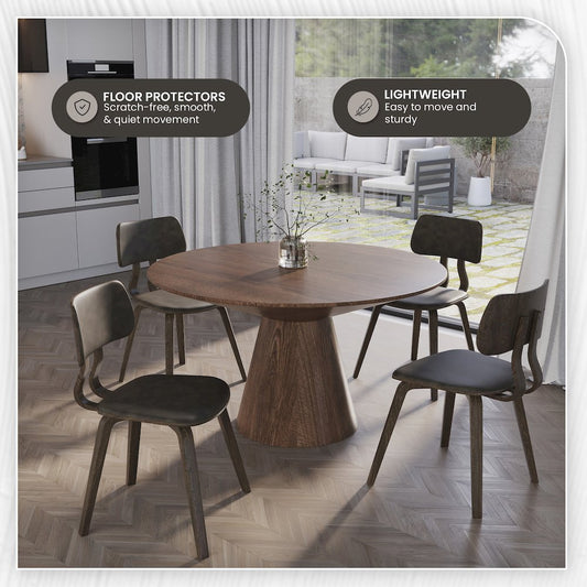 Modern Wooden Dining Chair, Dark Walnut Color Frame in Brown