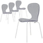 Modern Oyster Transparent Side Chair in White Base Set of 4