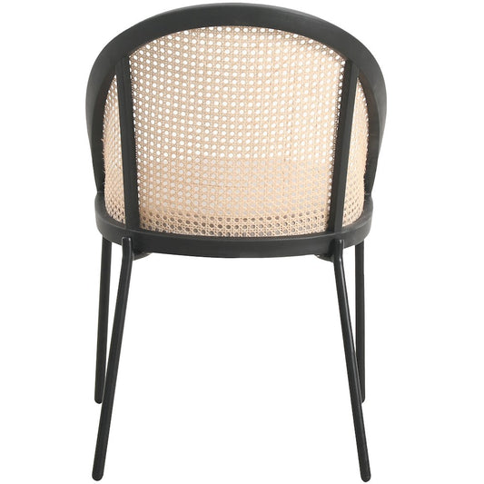 Urbane Collection Modern Dining Chair With Wicker back in Taupe - Set of 2