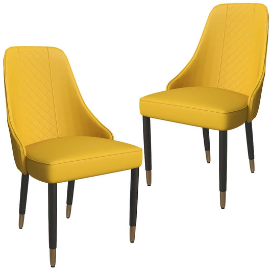 Allure Collection Modern Dining Chair In Mustard Yellow - Set of 2