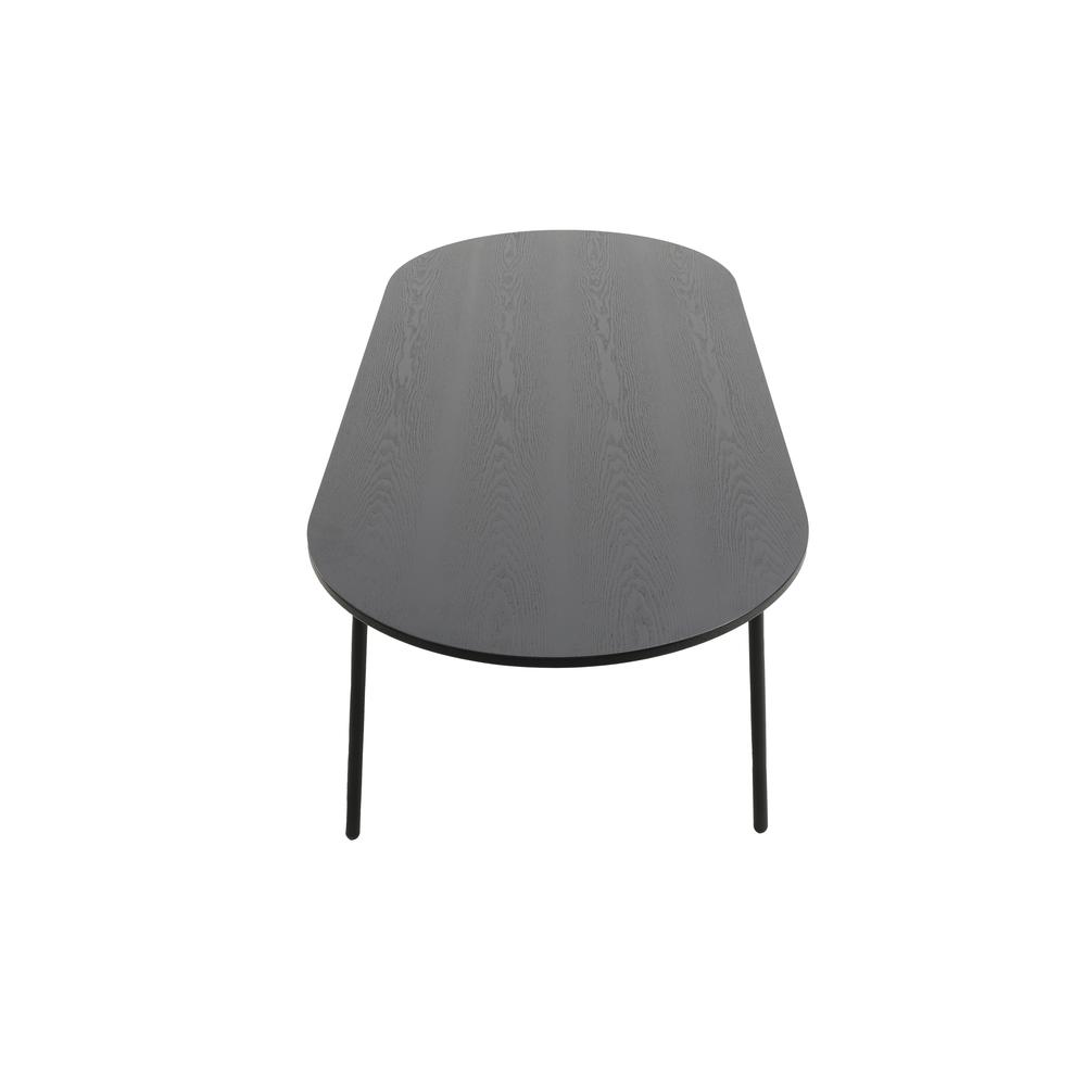 83" Oval Dining Table with MDF Top and Black Steel Legs