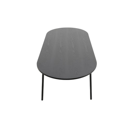 83" Oval Dining Table with MDF Top and Black Steel Legs