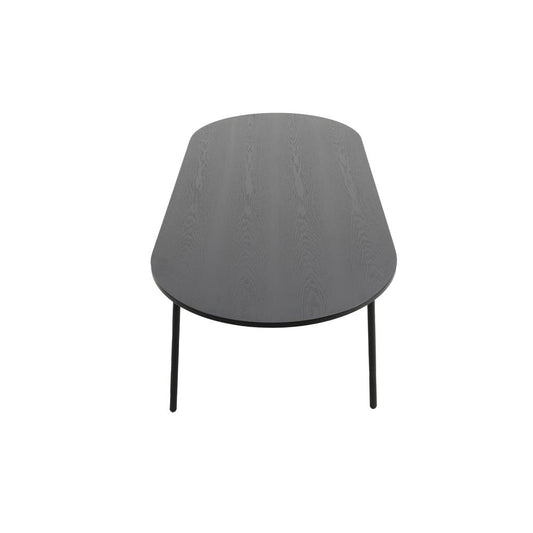 83" Oval Dining Table with MDF Top and Black Steel Legs