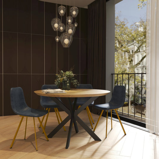 Markley Modern Leather Dining Chair With Gold Legs