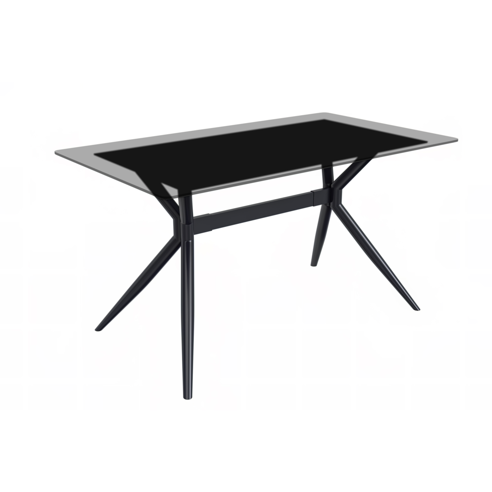 Elega Series Black Stainless Steel Dining Table 55 With Clear Glass Top