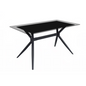 Elega Series Black Stainless Steel Dining Table 55 With Clear Glass Top