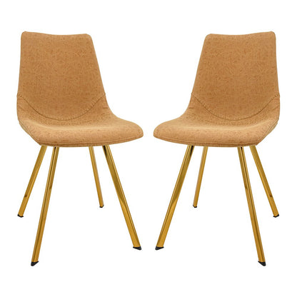 Markley Modern Leather Dining Chair With Gold Legs Set of 2