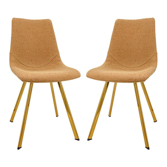 Markley Modern Leather Dining Chair With Gold Legs Set of 2