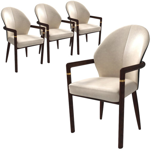 Opaline Series Elegant Wooden Dining Chair in Black Velvet and Toupe - Set of 4