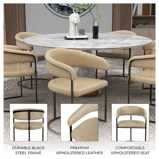 Aero Collection Modern Dining Chair in Oatmeal Set of 4