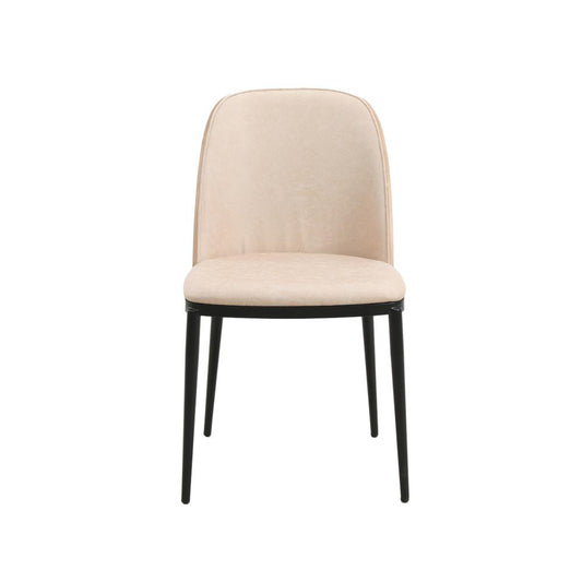Dining Side Chair with Leather Seat and Steel Frame Set of 2
