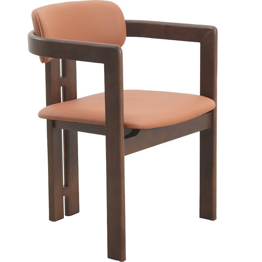 Velo Series Modern Dining Chair Walnut Wood with Dark Brown Seat Set of 4