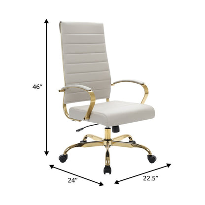 Benmar High-Back Leather Office Chair With Gold Frame