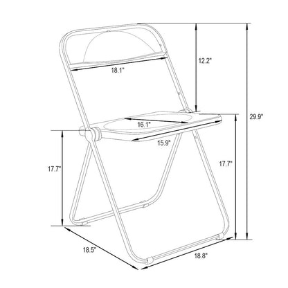 Lawrence Acrylic Folding Chair With Gold Metal Frame, Set of 2