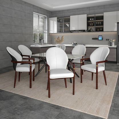 Opaline Series Elegant Wooden Dining Chair in Black Velvet and White - Set of 2