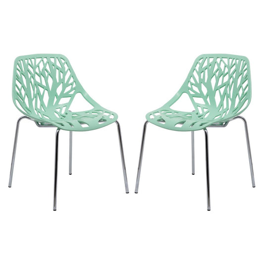 Modern Asbury Dining Chair w/ Chromed Legs, Set of 4