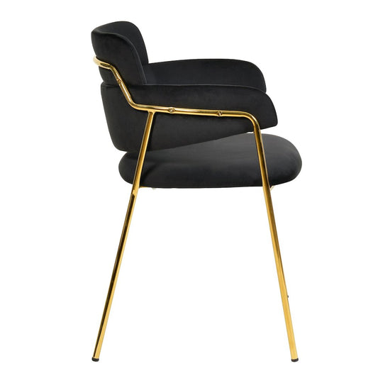 Axis Collection Modern Gold Dining Chair in Black - Set of 4