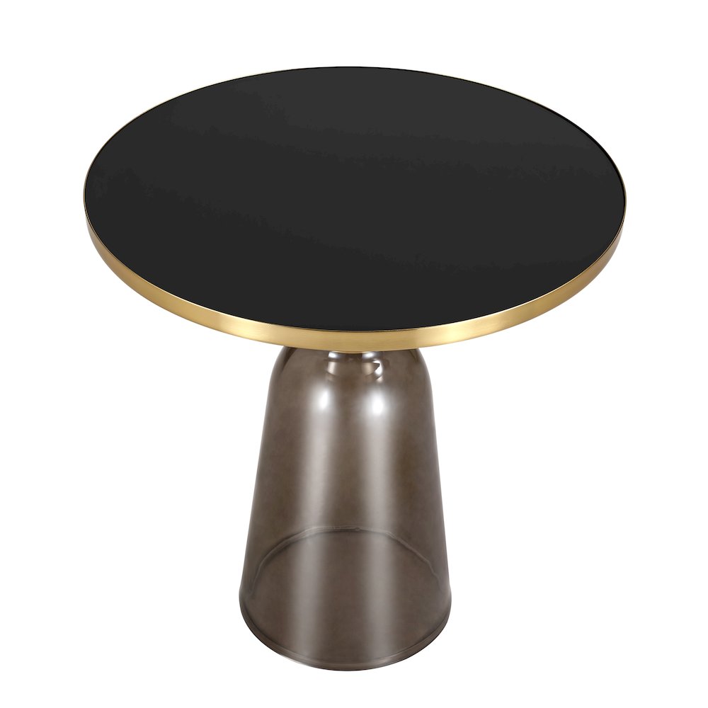 Tully Collection Glass side Table Grey glass, Gold Rim with Black Glass top