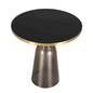 Tully Collection Glass side Table Grey glass, Gold Rim with Black Glass top
