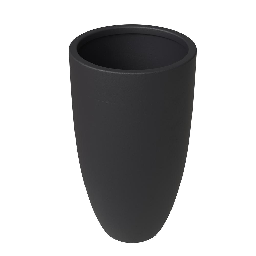 Crete Series Poly Stone Planter in Black 21.3 Dia, 39.4 High