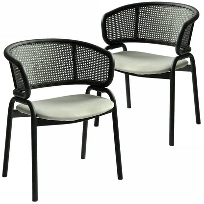 Ervilla Dining Armchair in Black Steel Frame Set of 2