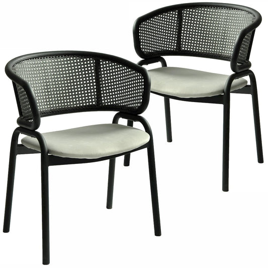 Ervilla Dining Armchair in Black Steel Frame Set of 2