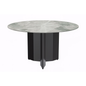 Round Dining Table Black Base with 60 Round Light Grey Sintered Stone Top
