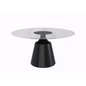 Prynn Series Round Dining Table Black Base with 60 Round Clear Glass Top