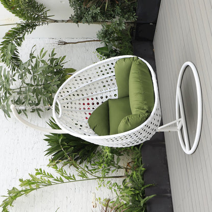 White Wicker Hanging Egg Swing Chair