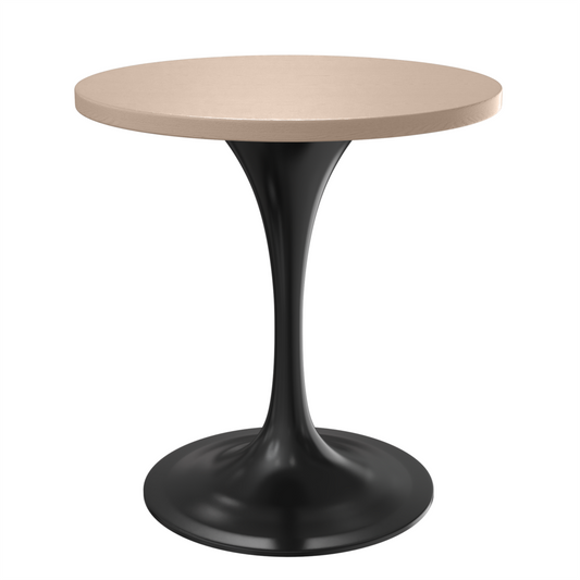 27 Round Dining Table, Black Base with Light Natural Wood MDF Top