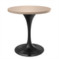 27 Round Dining Table, Black Base with Light Natural Wood MDF Top