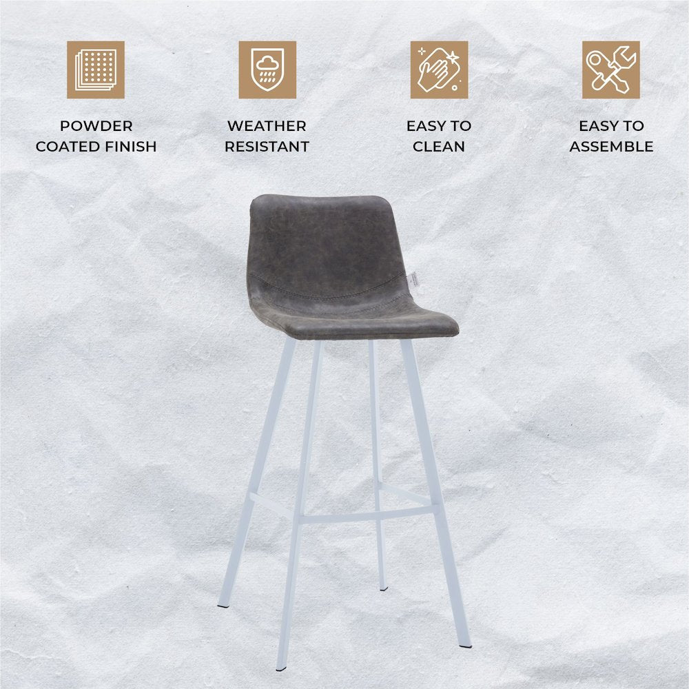 Elland - Bar stool - Grey- White Base