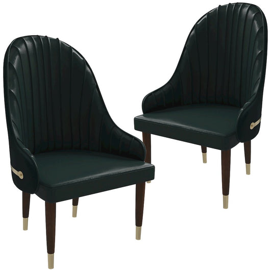 Elara Collection Wooden Dining Chair in Two-Tone Green Set of 2