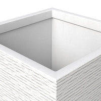 Basalt Series Poly Stone Planter 13.8" Square 27.6" High in White