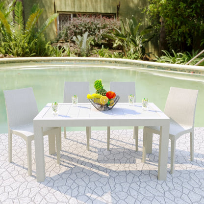 Weave Mace Indoor/Outdoor Dining Chair (Armless), Set of 4