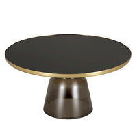 Tully Collection Glass Coffee Table Grey glass, Gold Rim with Black Glass top