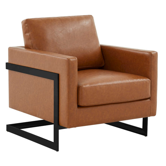 Lincoln Leather Accent Armchair With Black Frame