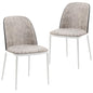 Dining Side Chair with Suede Seat and White Powder-Coated Steel Frame, Set of 2