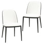 Dining Side Chair with Leather Seat and Steel Frame Set of 2