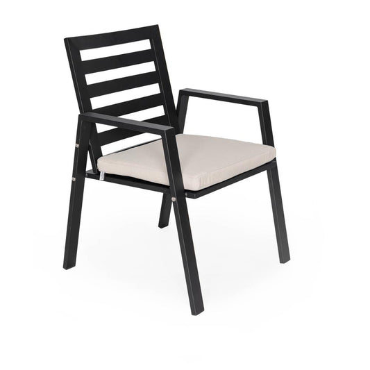 Chelsea Aluminum Outdoor Dining Table 87 With 8 Chairs and Beige Cushions