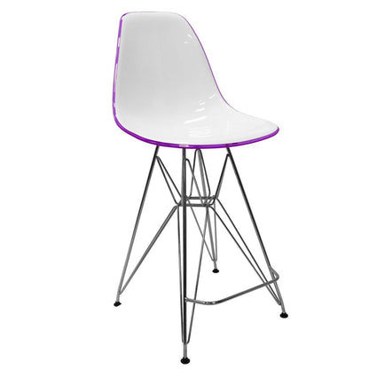 Cresco Modern Acrylic Barstool with Chrome Base and Footrest